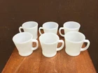 VINTAGE FIRE KING MILK GLASS COFFEE MUGS CUPS WITH D HANDLES SET OF SIX