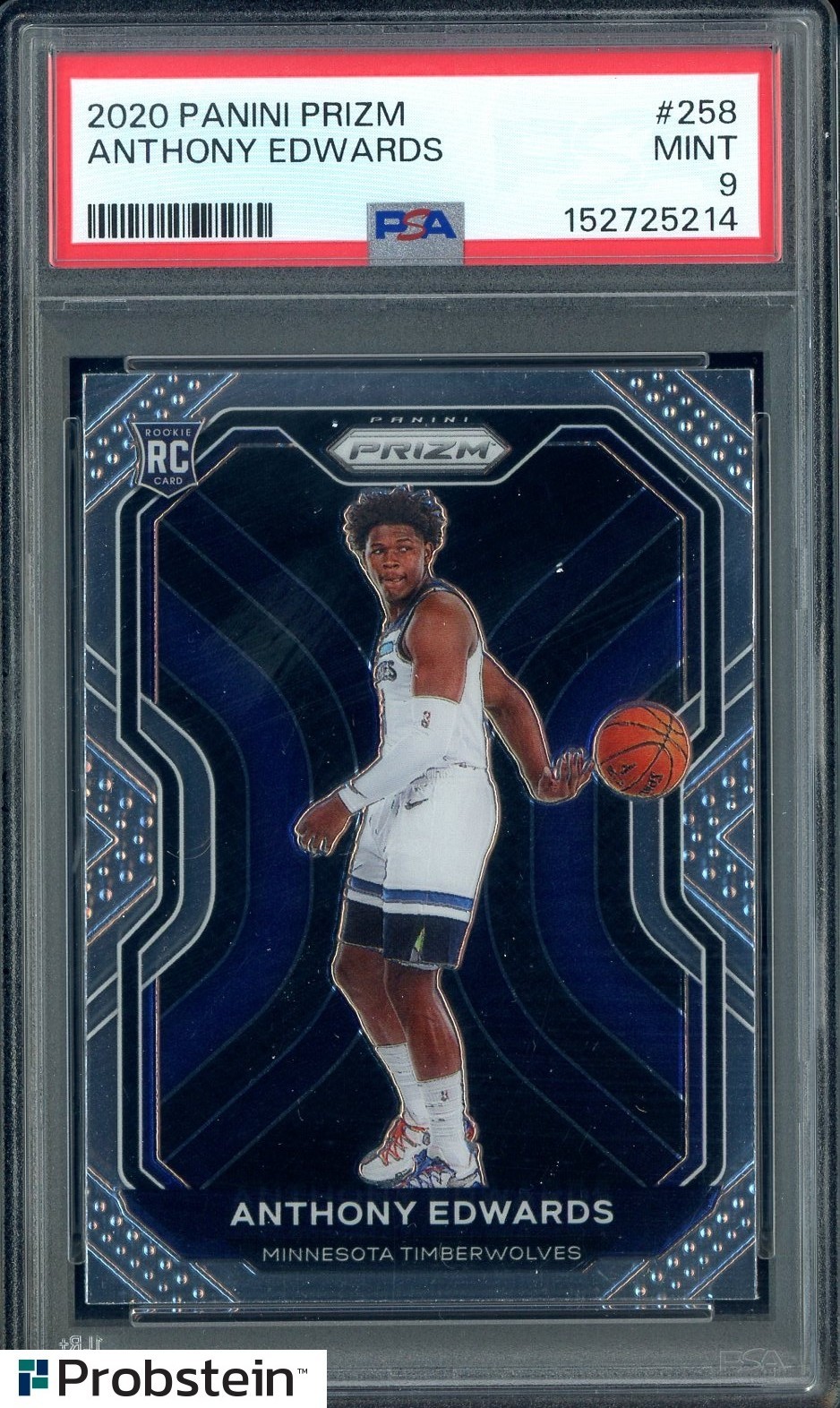 2020 Panini Prizm #258 Anthony Edwards Timberwolves RC Rookie PSA 9 MINT