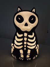 Cat Skeleton LED Light-Up Figure Plastic Night Light Home Decor Halloween 8"x5"