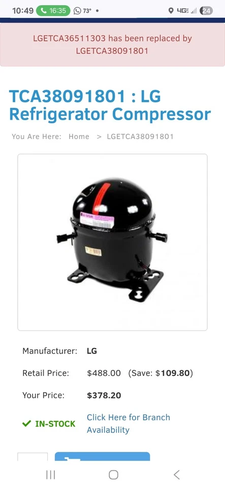 LG Kompressor TCA38151706 TCA38091801 - Bild 3 von 4