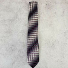Skinny Tie Mens Gray Purple Check Micro Dot Slim Modern Suit Dress UOMO VENETTO