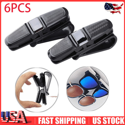 6 Packs Car Glasses Sunglasses Eyeglass Ticket Card Auto Sun Visor Clip Holder