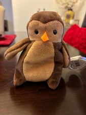 TY Beanie Baby - HOOT the Owl 4th Gen hang tag and 4th gen tush tag 