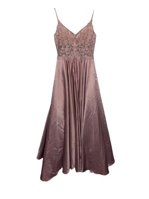Dancing Queen, Formal Sz Sm Dusty Pink Lace And Rhinestone Bodice  With Pockets