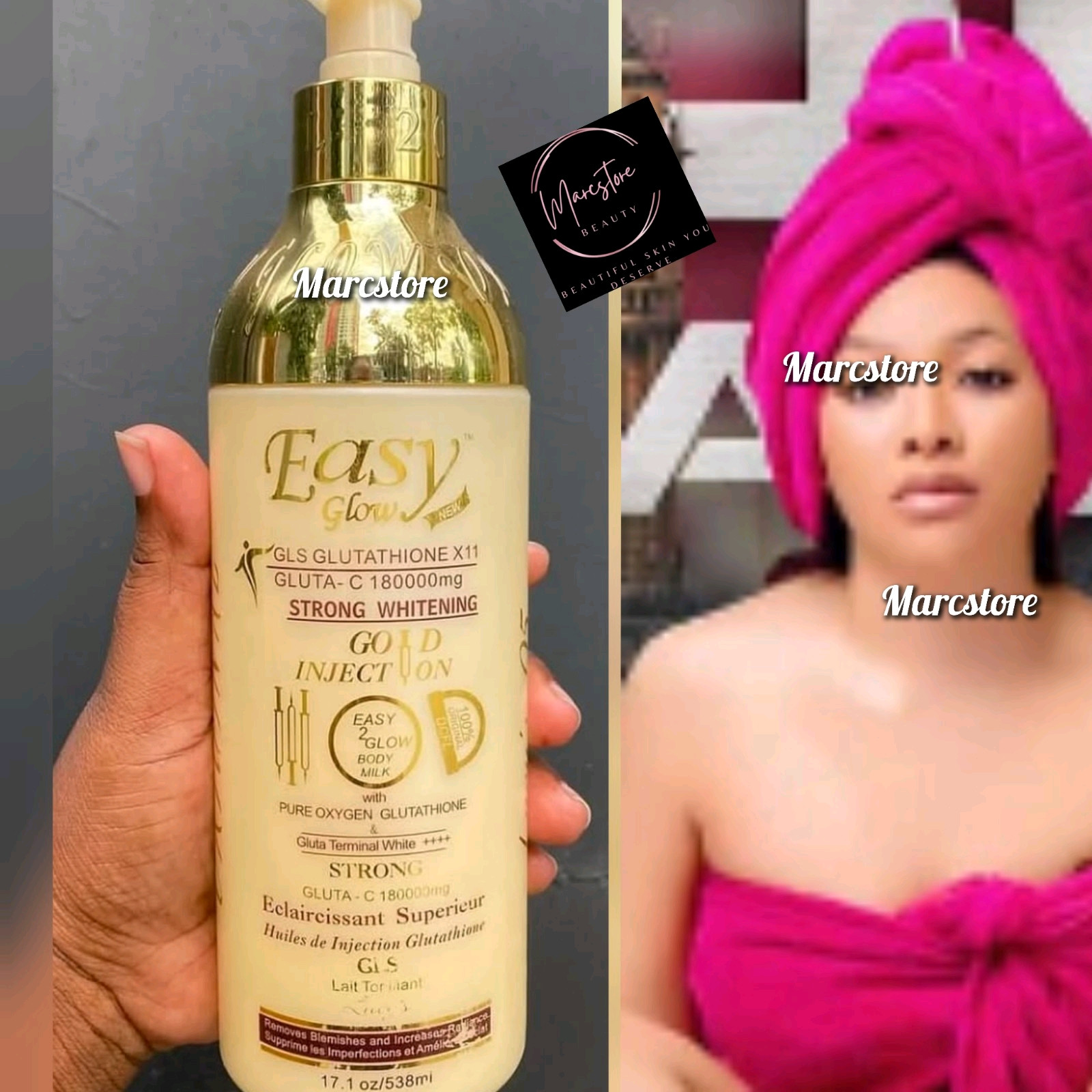 X 1 Easy Glow  Glutathion Body Milk GOLD. 💯 Original 500m