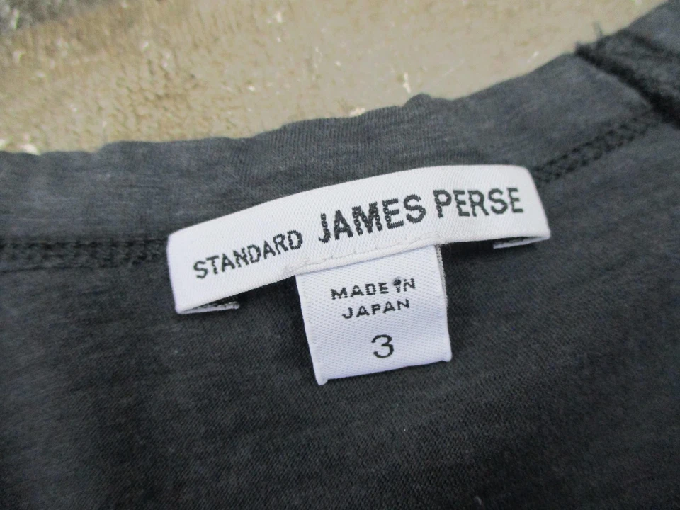 Camisa James Perse Estándar Para Hombre Grande Carbón Manga Larga Crew Hecha en Japón Foto 4 de 4