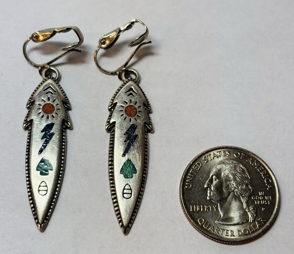 Carolyn Pollack Sterling 925 Silver Storyteller Inlay Turquoise Clip On Earrings - Image 4 of 4