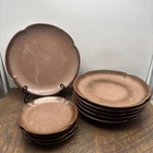 Frankoma 5F Plainsman Brown Satin 9.5-10” Dinner Plates 6/ Dessert Plates 4 6.5”