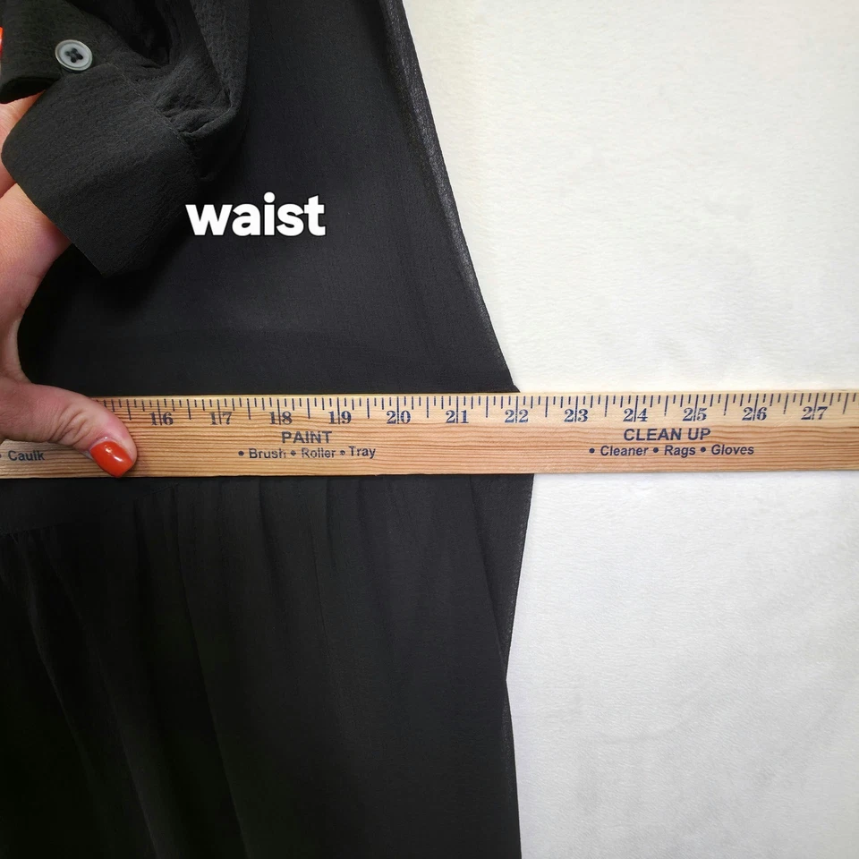 UNIQLO Maxi Dress Womens S Black Button Sheer Whimsigoth Witchy Tie Neck - Image 4 of 4