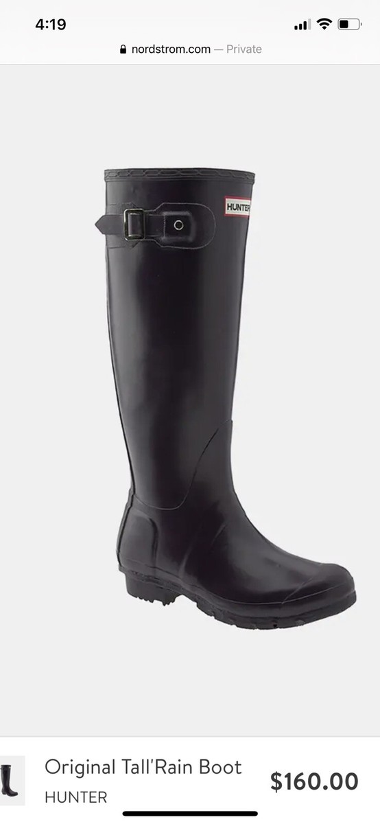 Hunter Original Rain Boots Tall Black GlossW 23616 Size 7F