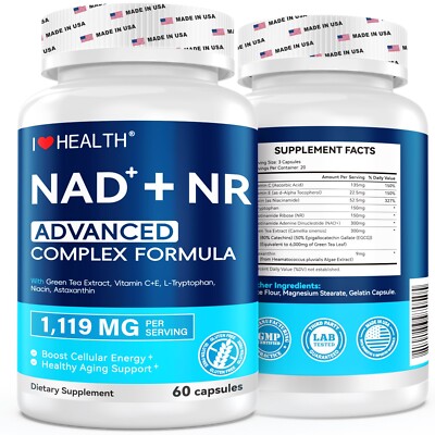 NAD+ Supplement for Anti-Aging Energy Focus & Nicotinamide Riboside,60 ct