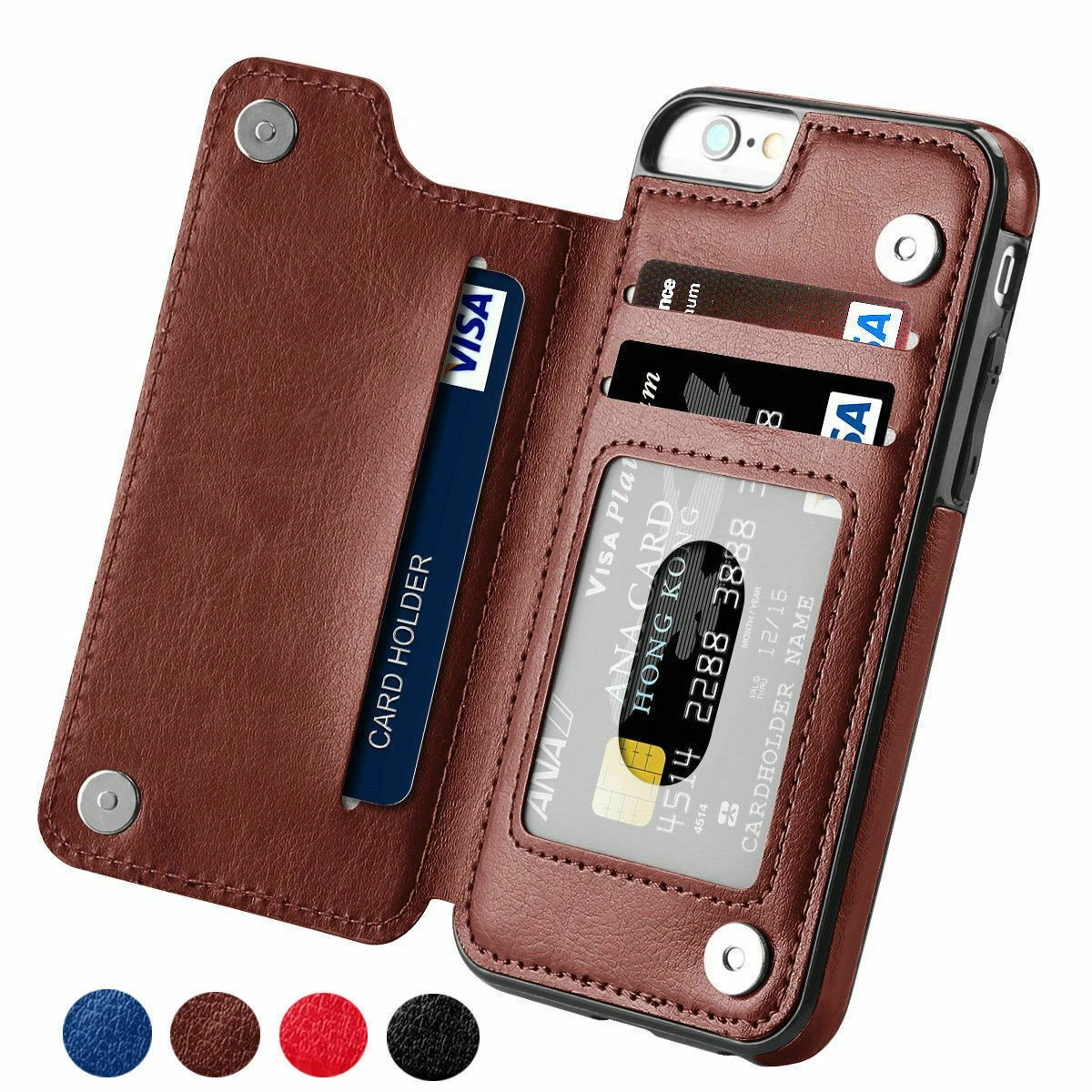 For iPhone 11 12 Pro Max Mini XR X 8 Leather Flip Wallet Card Holder Case Cover