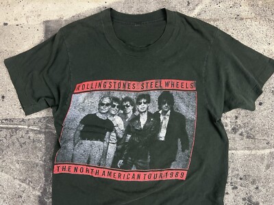 VTG Rolling Stones '89 Tour Shirt Steel Wheels L Black VTG Rolling Stones '89 Tour Shirt Steel Wheels L Black