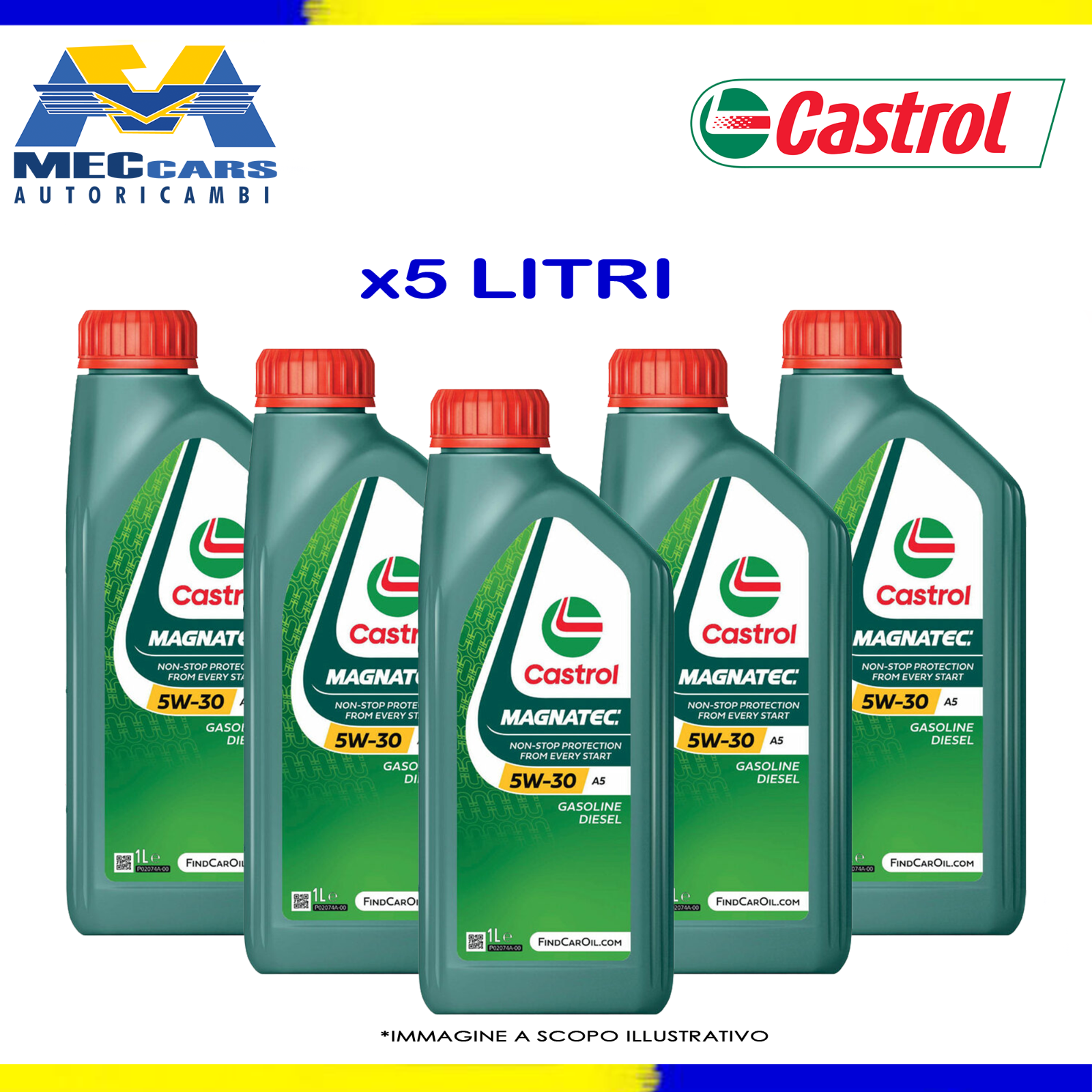 5 LITRI CASTROL MAGNATEC 5W30 A5 OLIO MOTORE AUTO BENZINA DIESEL FORD ACEA B5 A1