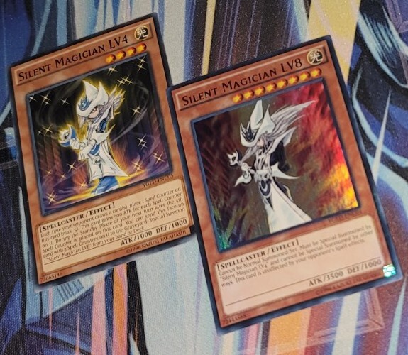 Yugioh Silent Magician LV4 common & Silent Magician LV8 Ultra Rare