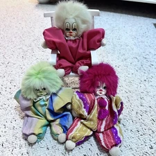 RARE Vintage Q-Tee Clowns SET OF 3 + Clown Rocking Chair