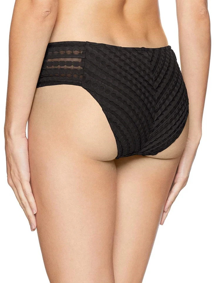 Parte inferior de bikini Robin Piccone 154607 para mujer Carly con lengüeta lateral negra talla Mediano Foto 2 de 2