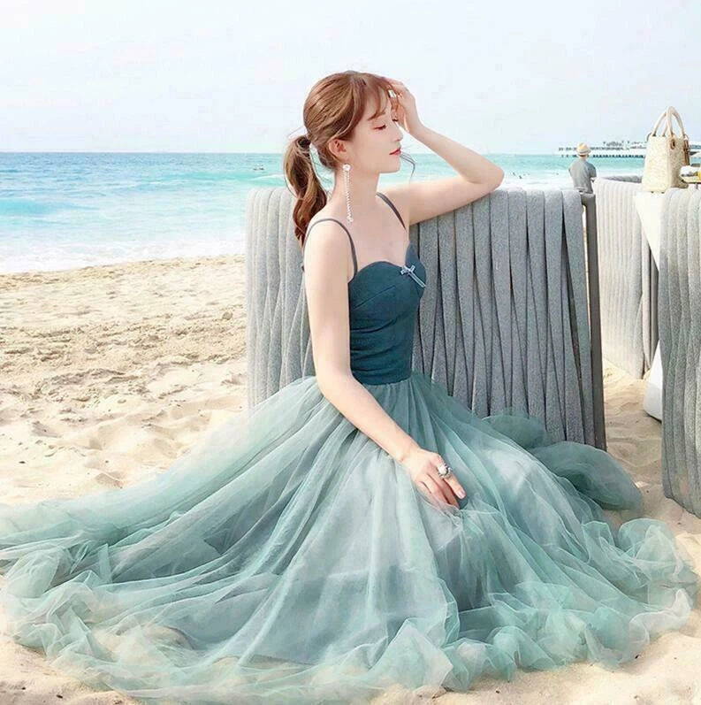 Women Summer Beach Sleeveless Overalls Girl Prom Gown Party Ball Long Dress