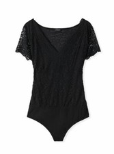 Torrid Lace V Neck Bodysuit Black 5 5X 28 87699