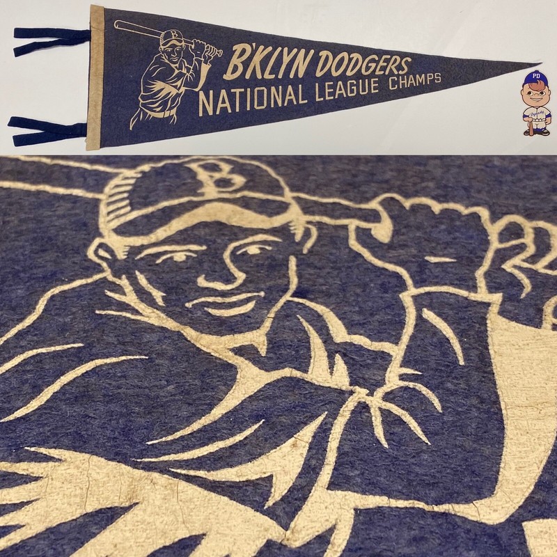 1940’s Brooklyn Dodgers New York Dem Bums  Vintage Pennant MLB Baseball 8.5x26