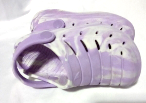 Rugged Shark Girls Size 7 Purple White Swirl Lightweight Eva Clogs Heel Strap - Picture 8 of 9