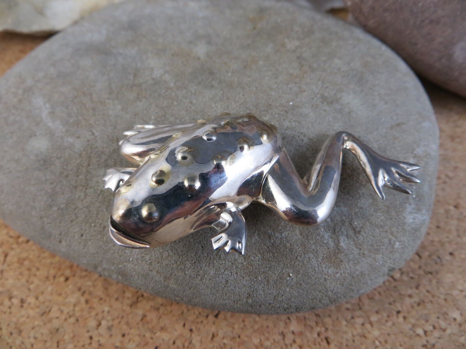 Large Vintage 925 Sterling Silver Leaping Frog Pi… - image 10