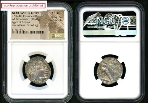 NEAR EAST or EGYPT 5th-4t Centuries BC tetradrachm silver coin NGC ChXF