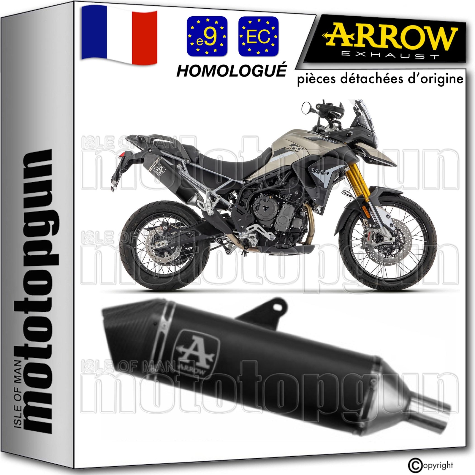 Pot echappement Arrow pour Triumph Tiger 900 trail voyage et route