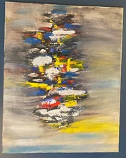 Beautiful Acrylic Original Abstract Painting Streched Canvas 12x24"