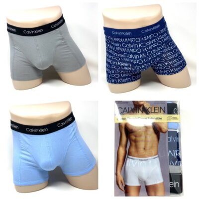 Calvin Klein 3 Pack Icon Cotton Stretch Trunk Blue Grey Men NP21670935