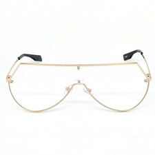 OVERSIZED VINTAGE RETRO SHIELD Style Clear Lens SUN GLASSES Gold Metal Frame
