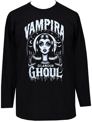 Herren Vampira Langarm T-Shirt Friedhof Glamour Ghul Gothic Horror Vampir