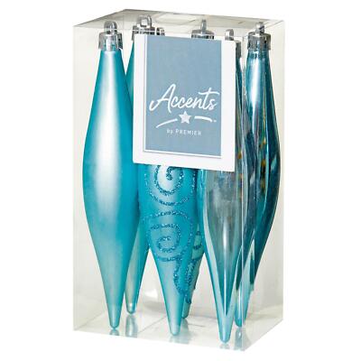 Weihnachten bruchsichere Zapfen 6 Stück 150 mm Baumschmuck Eisblau