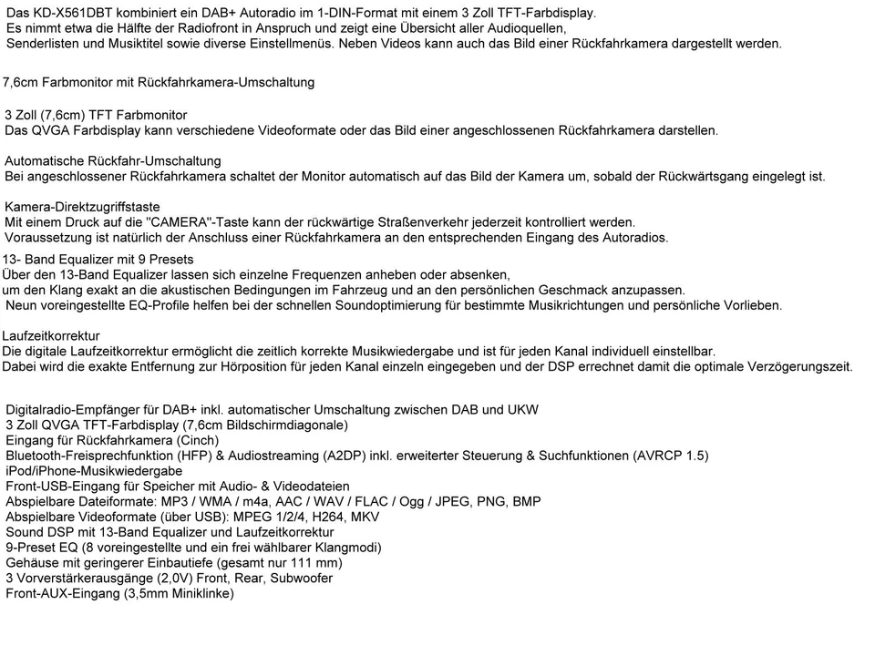 JVC TFT Bluetooth DAB+ USB Radio Antenne inkl für Fiat Ducato 250 2006-2020 - Bild 3 von 4