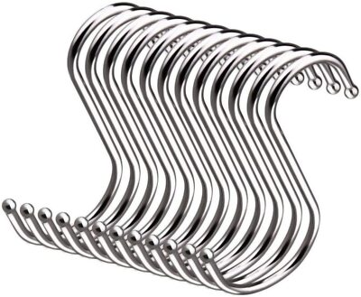 Powerful Metal S-Shaped SilverHooks Hangers Heavy-Duty Stainless Steel (20/pack)