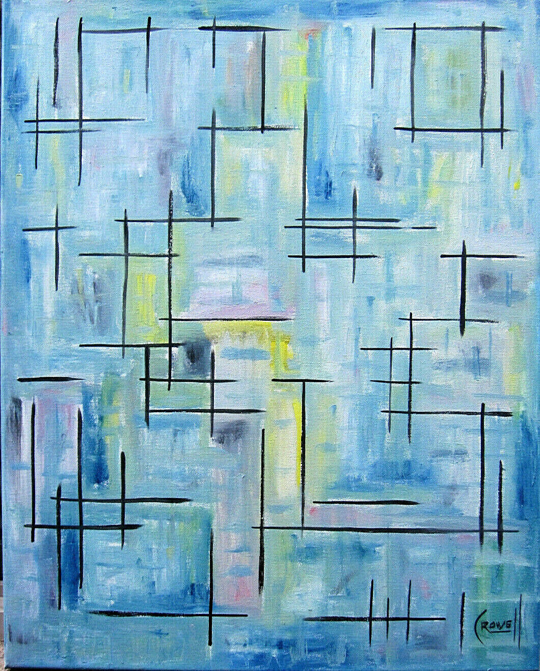 NO WAY OUT wow abstract 16x20 canvas BIG oil painting NEW signed Crowell w/COA 