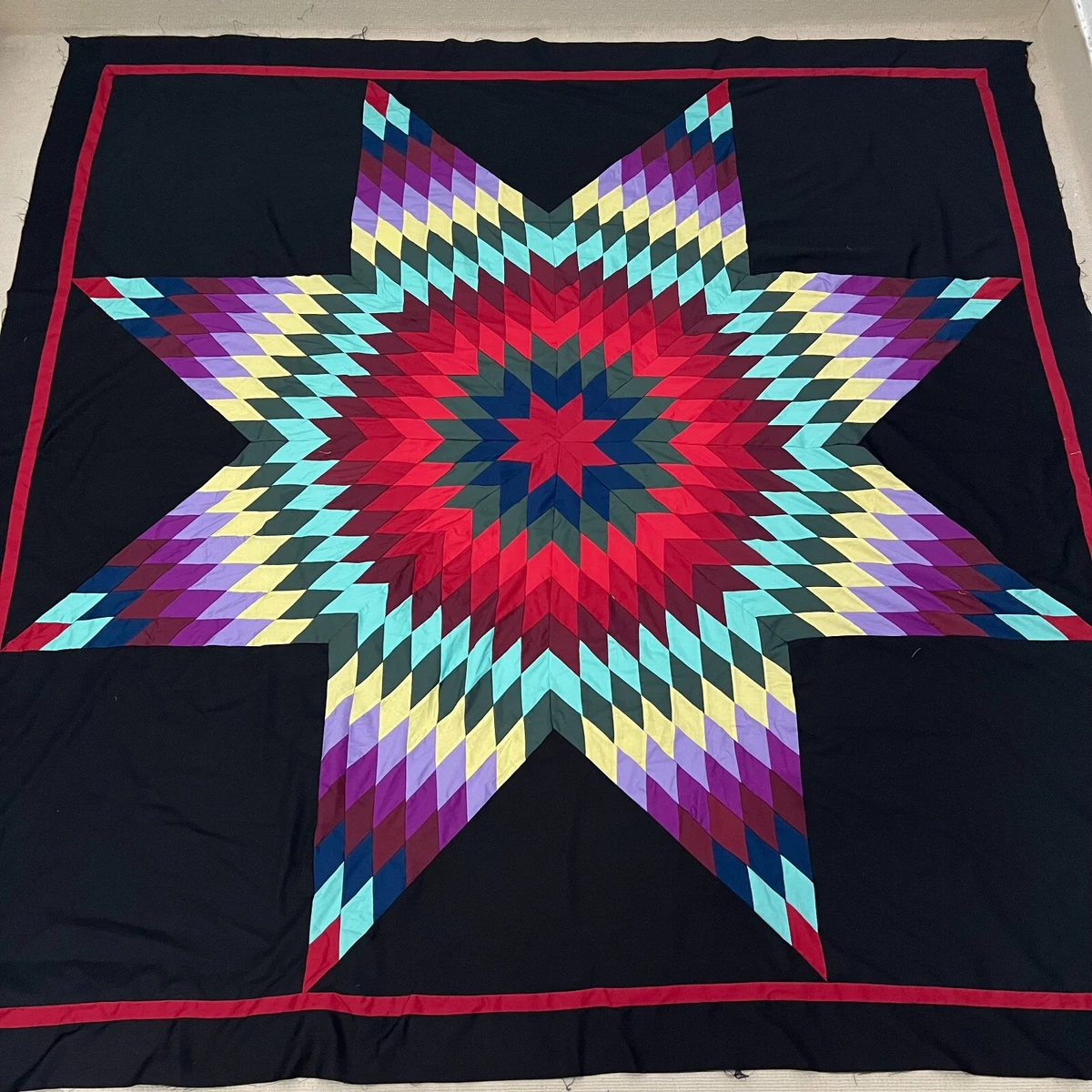 Native American Star Handmade Cotton Queen Size Patchwork quilt top topper