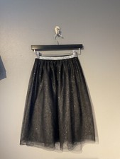 cat jack Tutu Tulle Skirt Girls Size Extra Small 4/5 Black With Sliver Glitter