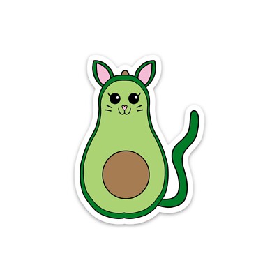 Avocado Cat Avogato Cute Premium Vinyl Die Cut Sticker 2.3'' x 3''