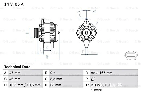 BOSCH Generator Für MITSUBISHI Colt CZC VI SMART Forfour 04-12 