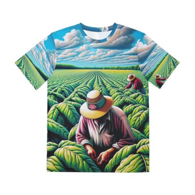 tobacco leaf shirt All Over Print T Shirt Retro Style Tobacco Farm Art Leaves Crop Work NC  Farmer