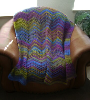NEW HAND CROCHET SHADES OF BRIGHT MULTI COLORS RIPPLE AFGHAN HAND MADE ...