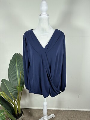 Iman Women s Solid Blue Colored Long Sleeve Too, Size L