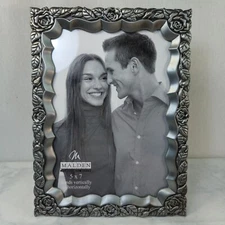 Malden International Designs Morgan Floral Pewter 5 x 7-inch Photo Frame Silver