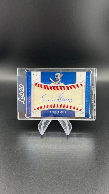 Ernie Banks 2014 Panini National Treasures Auto Game Ball Signatures /25 Cubs