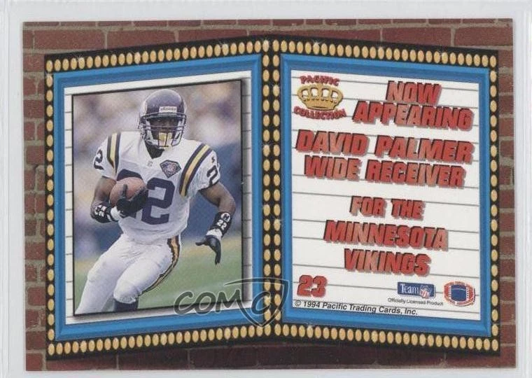 1994 Pacific Crown Collection Marquee Prisms David Palmer #23 Rookie RC - Image 2 of 2