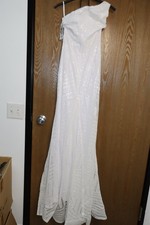 BXZ Womens One Shoulder Sequin Maxi Dress White Mermaid Formal Evening Gown NWT