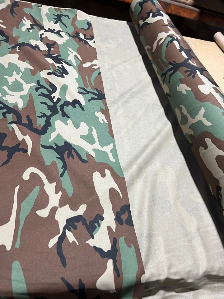 "TELA DE CAMUFLAJE DE SARGA 100 % algodón Woodland militar BDU 63"" por yarda" Foto 2 de 4