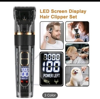 Professional Pet Grooming Clippers Kit - 8pcs Low-Noise Rechargeable Dog...