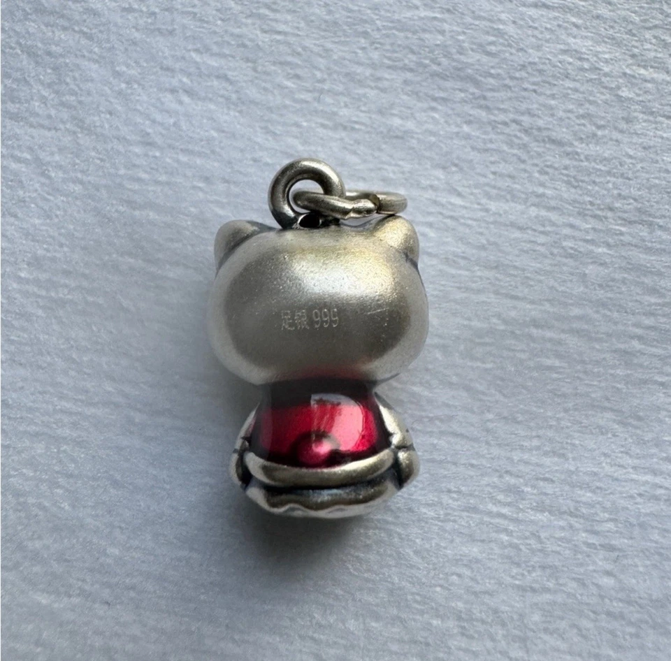 Collar colgante de plata fina Hello Kitty S999 esmalte 3D Foto 2 de 4